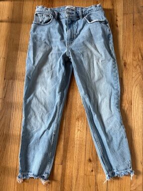 Abercrombie & Fitch Light Blue Relaxed distressed Straight mom Jeans 10